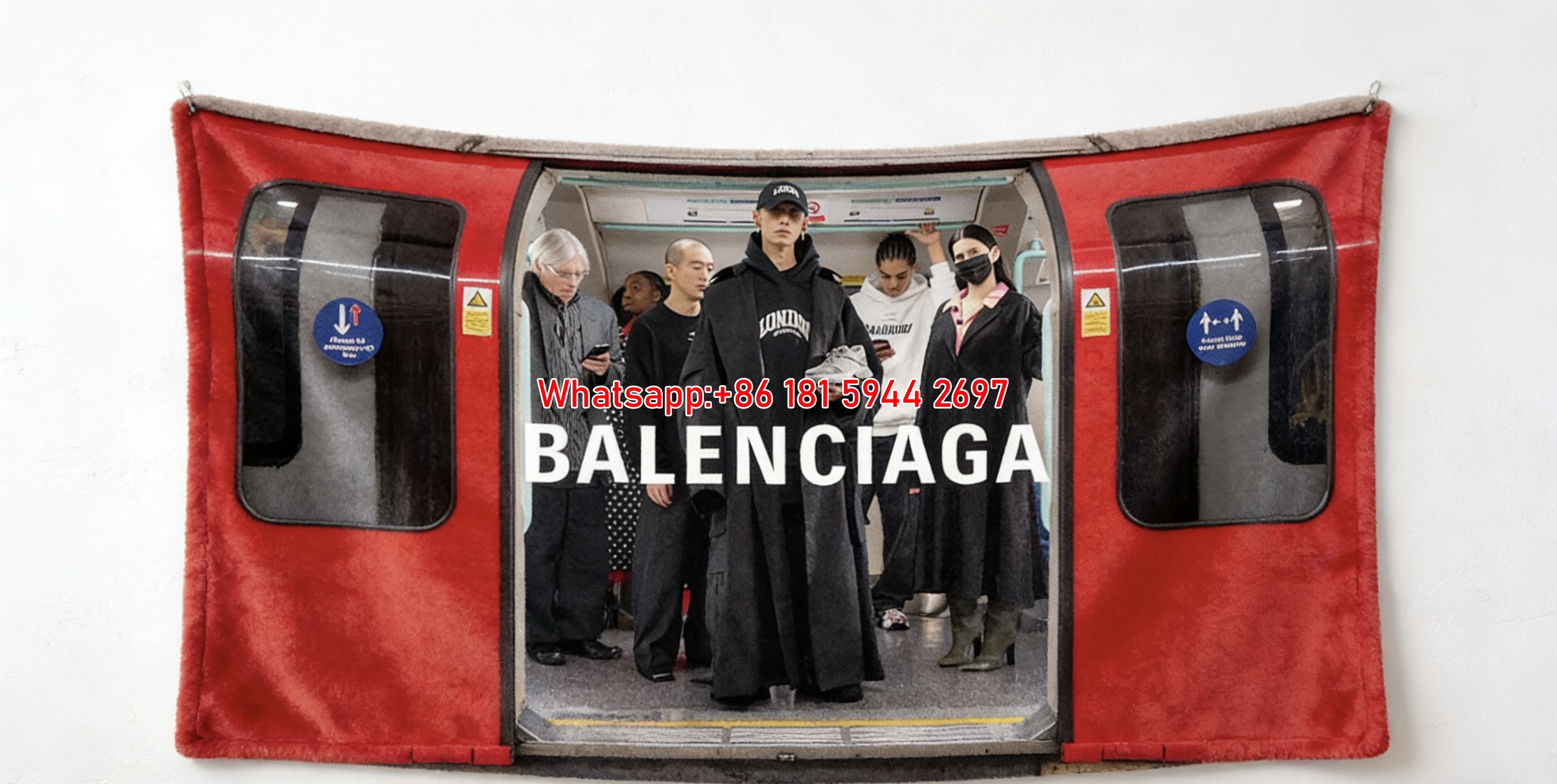 Balenciaga London Underground Print Flannel Throw Blanket BA276